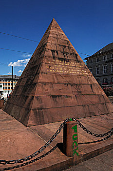 金字塔形,纪念建筑,市场,卡尔斯鲁厄,巴登符腾堡,德国,欧洲