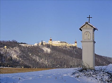 寺院,冬天,瓦绍,下奥地利州,奥地利