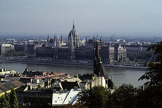 匈牙利,布达佩斯,城堡,山,国会大厦