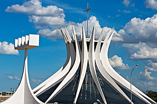 大教堂,城市,巴西利亚,建造,敬意,奥斯卡-涅梅耶,联邦,地区,巴西,大幅,尺寸