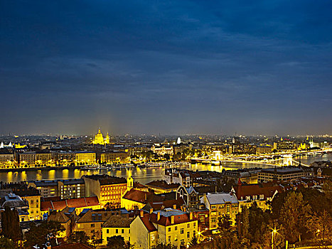 天际线,布达佩斯,夜晚,匈牙利