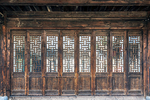 中式实木木雕隔扇门窗