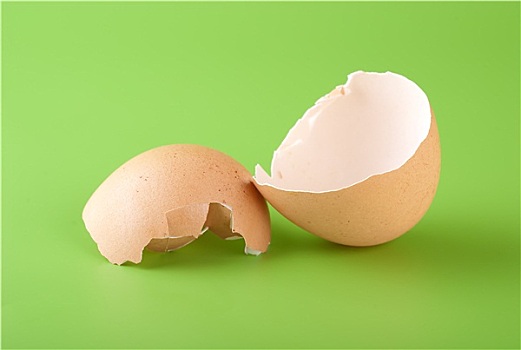 蛋壳,绿色背景