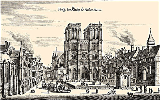 历史,城市,巴黎,17世纪,巴黎圣母院,法国,欧洲
