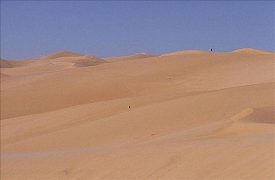 男人,走,一个,孤单,利比亚,非洲,沙丘