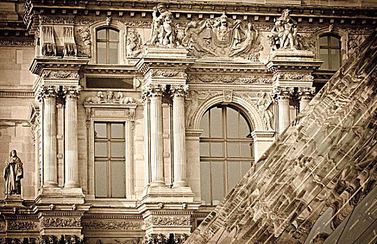 卢浮宫,宫殿,金字塔,特写,巴黎,法国