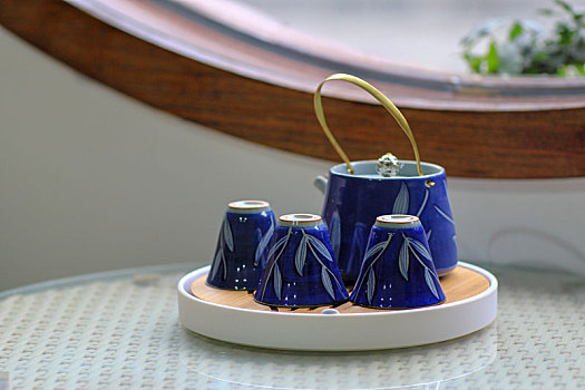 蓝色,茶具