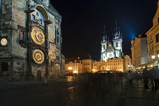 天文钟,圣母大教堂,老城广场,旧城广场,布拉格,捷克共和国,欧洲