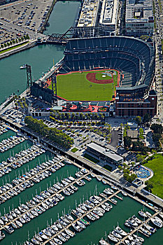 球场,家,旧金山,棒球队,南海滩,码头,加利福尼亚,美国,俯视