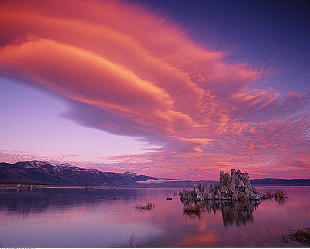 透镜状,云,高处,莫诺湖,加利福尼亚,美国
