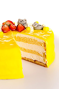 黄色,蛋糕,柠檬点心,杏仁蛋白软糖,装饰