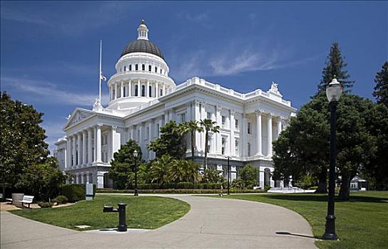 小路,领导,政府建筑,国会山,萨克拉门托,加利福尼亚,美国