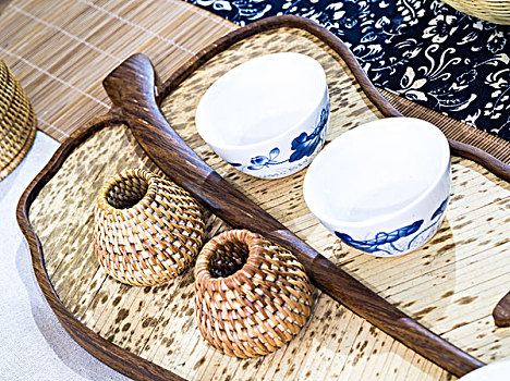 茶具瓷器,竹藤编织工艺品