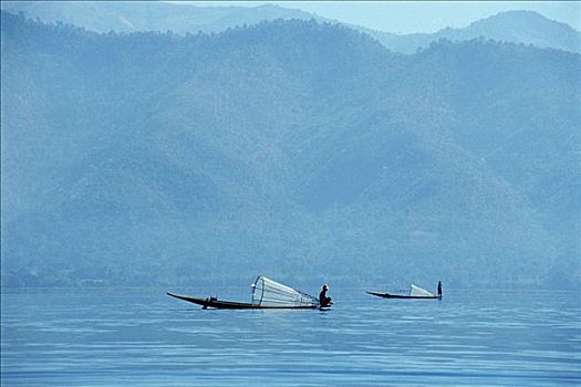 缅甸,渔船,茵莱湖