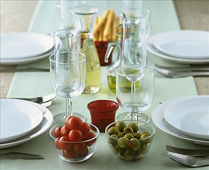 小,餐具,西红柿,橄榄,桌子