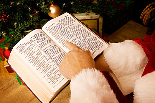圣诞老人,读,圣经