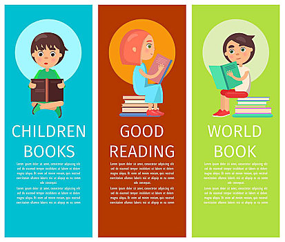 物品,孩子,书本,插画,读,世界,矢量,小,兴趣
