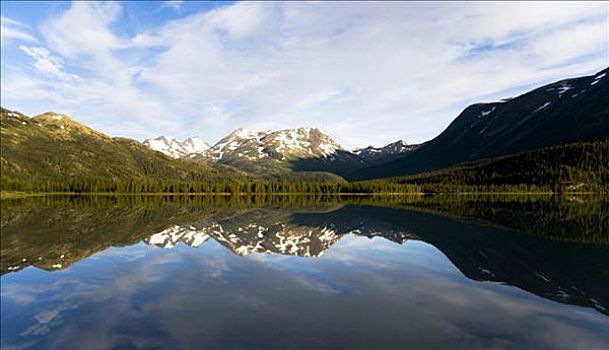 湖,晨光,小路,不列颠哥伦比亚省,加拿大
