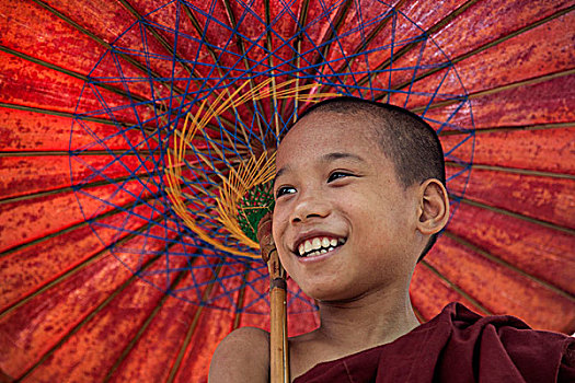 缅甸,曼德勒,头像,新信徒,僧侣,伞,画廊