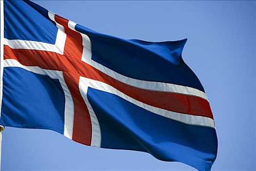 冰岛,国家,独特,旗帜,展示,彩色,僵硬,雷克雅未克,风