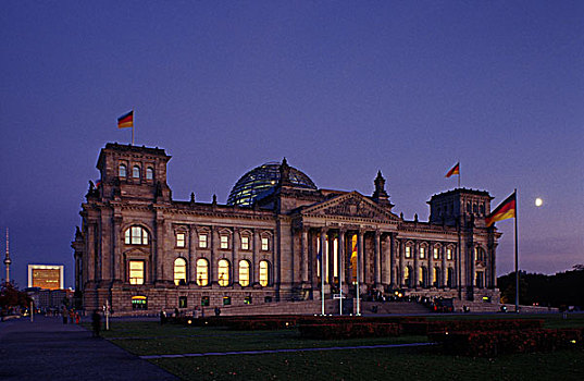 德国国会大厦,议会,建筑,晚间,政府,地区,柏林,德国,欧洲