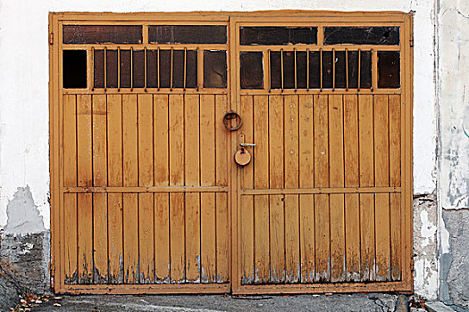 老,木质,车库,大门,挂锁,背景,照片,纹理