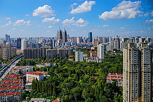 鸟瞰上海主城区