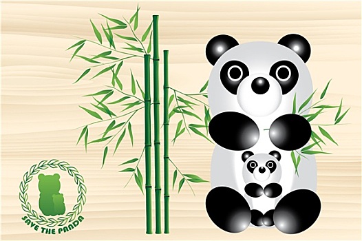 熊猫,插画,标识