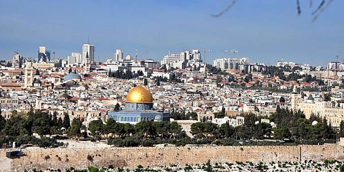 风景,圣城,耶路撒冷,圆顶清真寺,前景