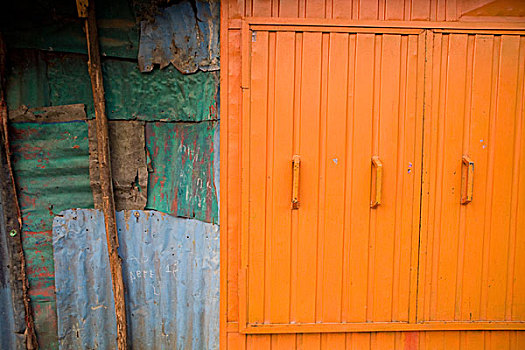 亚的斯亚贝巴,埃塞俄比亚,橙色,门,铁,墙壁