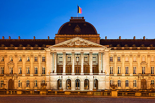 皇宫,黃昏,布鲁塞尔,比利时,欧洲