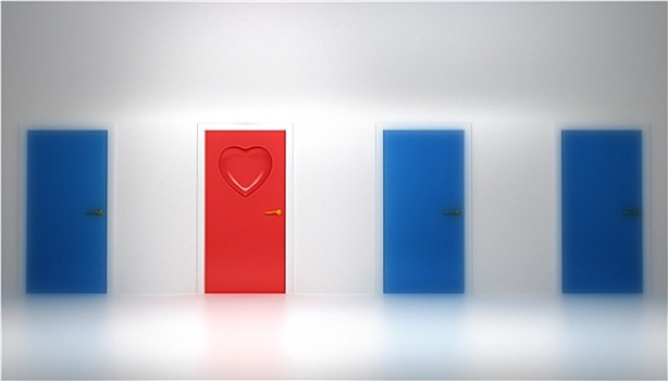 喜爱,概念,红色,门,心形
