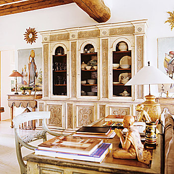 书桌,正面,装饰,瓷器,柜子