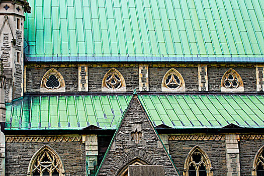 绿色,屋顶,基督城大教堂,蒙特利尔,魁北克,加拿大
