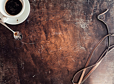 咖啡杯,皮革,褐色背景