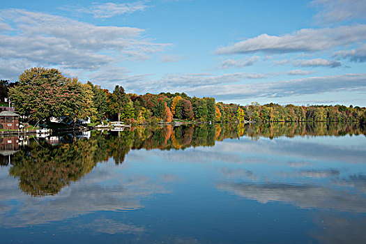 纽约,伊利湖,运河,早晨,反射,靠近,三个,河,大幅,尺寸
