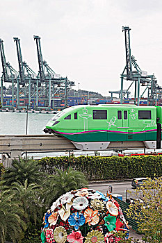 单轨铁路,圣淘沙,入口,车站,背景,新加坡