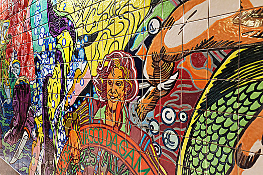 瓷砖,艺术,地铁站,东方,里斯本,葡萄牙