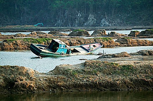 残骸,渔船,水,印度洋,地震,海啸,2004年,省,印度尼西亚