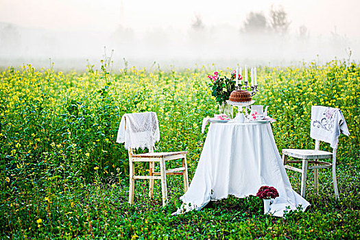 桌子,乡村,浪漫,早餐,两个