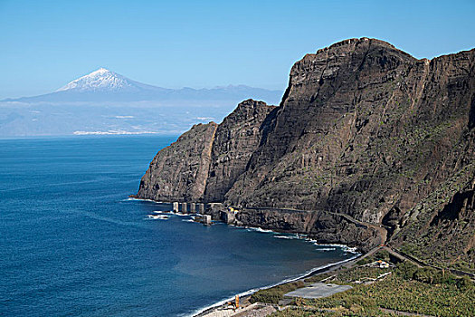 悬崖,北海岸,后面,特内里费岛,加纳利群岛,西班牙,欧洲