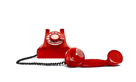 红色,旧式,电话,听筒