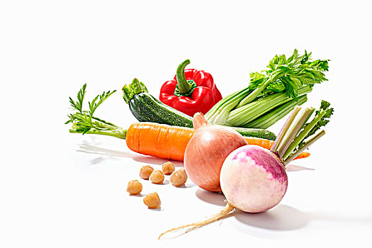 安放,蔬菜,蘿卜,洋蔥,鷹嘴豆,胡蘿卜,西葫蘆,芹菜,胡椒