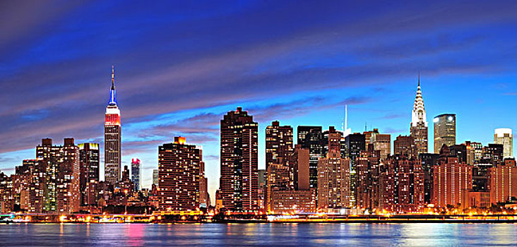 纽约,曼哈顿,市中心,黄昏