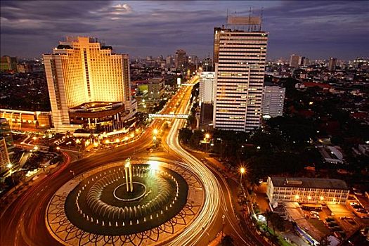 黄昏,酒店,印度尼西亚,纪念建筑,建筑,雅加达