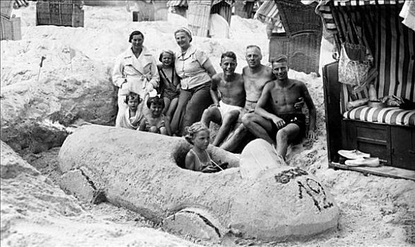 历史,照片,沙子,波罗的海,20年代