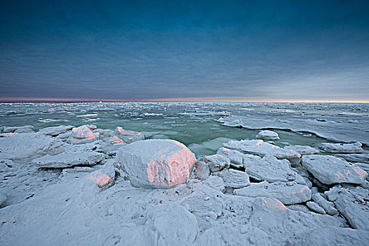 冰,堆积,哈得逊湾,海岸,靠近,河,河口,北方,丘吉尔市,曼尼托巴,加拿大
