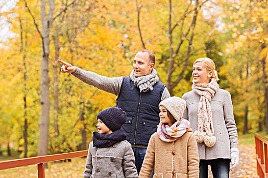 家庭,孩子,季节,人,概念,幸福之家,指向,秋天,公园
