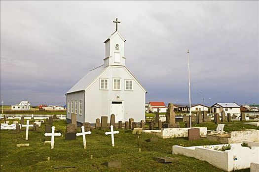 木质,教堂,墓地,冰岛