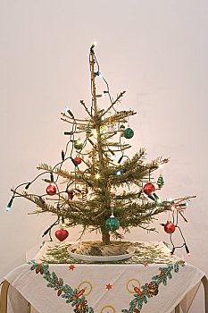小,圣诞树,桌上